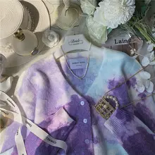 Women Cardigan Colorful Knitted Shorts Coat Tie Die Autumn Winter Sweater Top Crop Top Girl Spring V Shape Shirt Fall Outfit 
Women Cardigan Colorful Knitted Shorts Coat Tie Die Autumn Winter Sweater Top Crop Top Girl Spring V Shape Shirt Fall Outfit