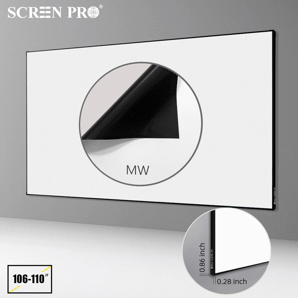 106"-110" 16:9 Video Projector Screen With Alloy Fixed Frame White Projection Screen Set for Home Theater HD Long projector
106"-110" 16:9 Video Projector Screen With Alloy Fixed Frame White Projection Screen Set for Home Theater HD Long projector