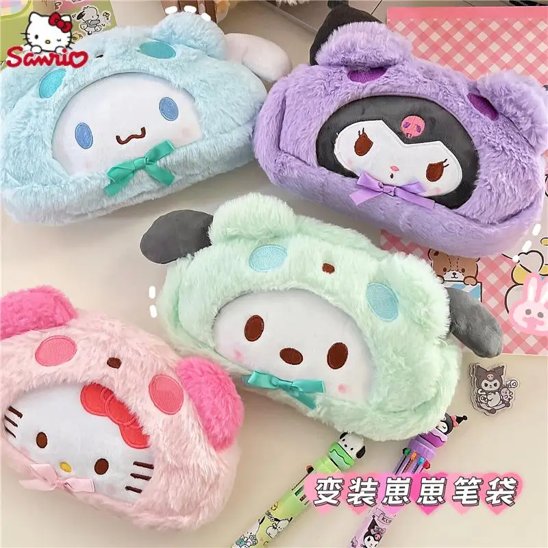 

Мультяшный Sanrio плюшевый Hello Kitty Kuromi Cinnamoroll Kawaii милые студенческие канцелярские принадлежности Пенал сумка для девочек Косметика сумка для хранения подарок