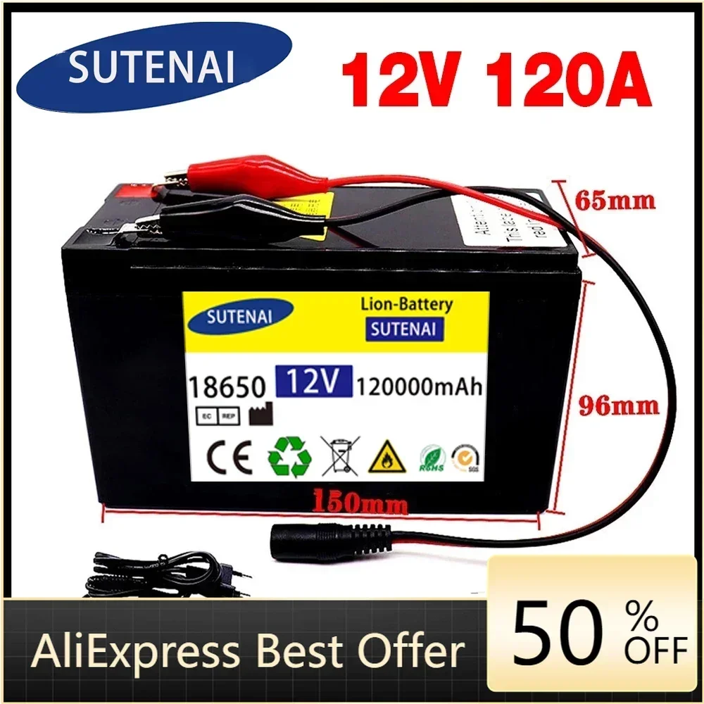 12V 120Ah 120000mAh 18650 lithium battery 30A sprayer built-in high current BMS electric vehicle battery +12.6V charger
12V 120Ah 120000mAh 18650 lithium battery 30A sprayer built-in high current BMS electric vehicle battery +12.6V charger