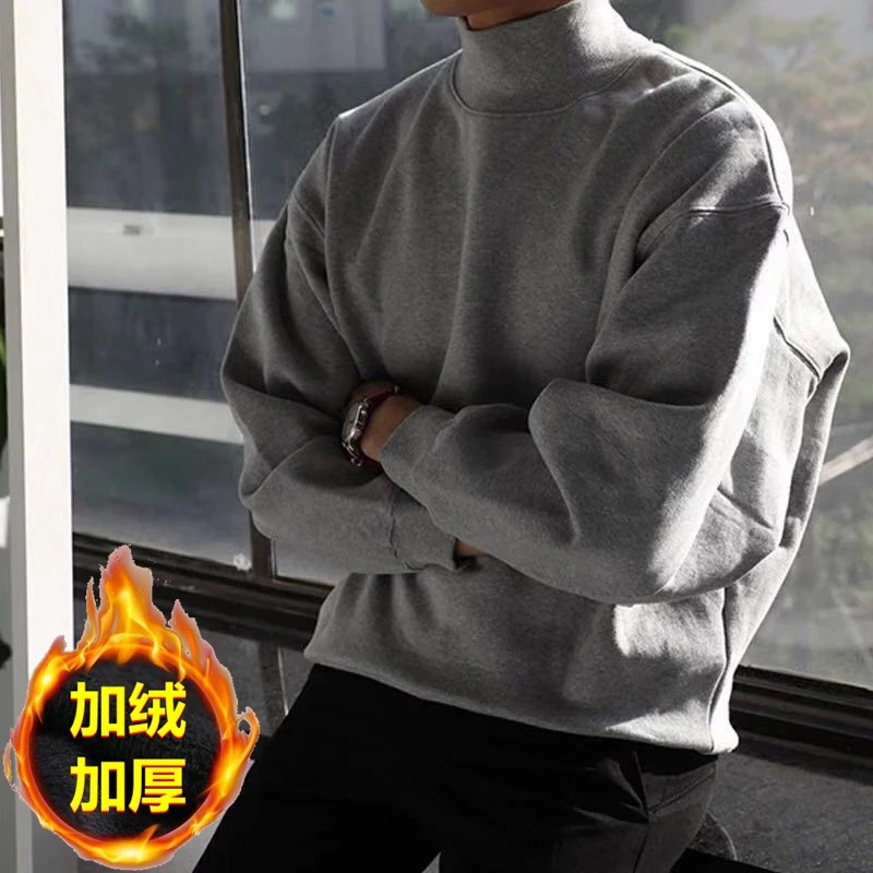 Fleece All-match Fall Winter Turtleneck Long Sleeve Men Clothes Fashion Casual Harajuku T Shirt New Black Grey Koren Style Top
Fleece All-match Fall Winter Turtleneck Long Sleeve Men Clothes Fashion Casual Harajuku T Shirt New Black Grey Koren Style Top