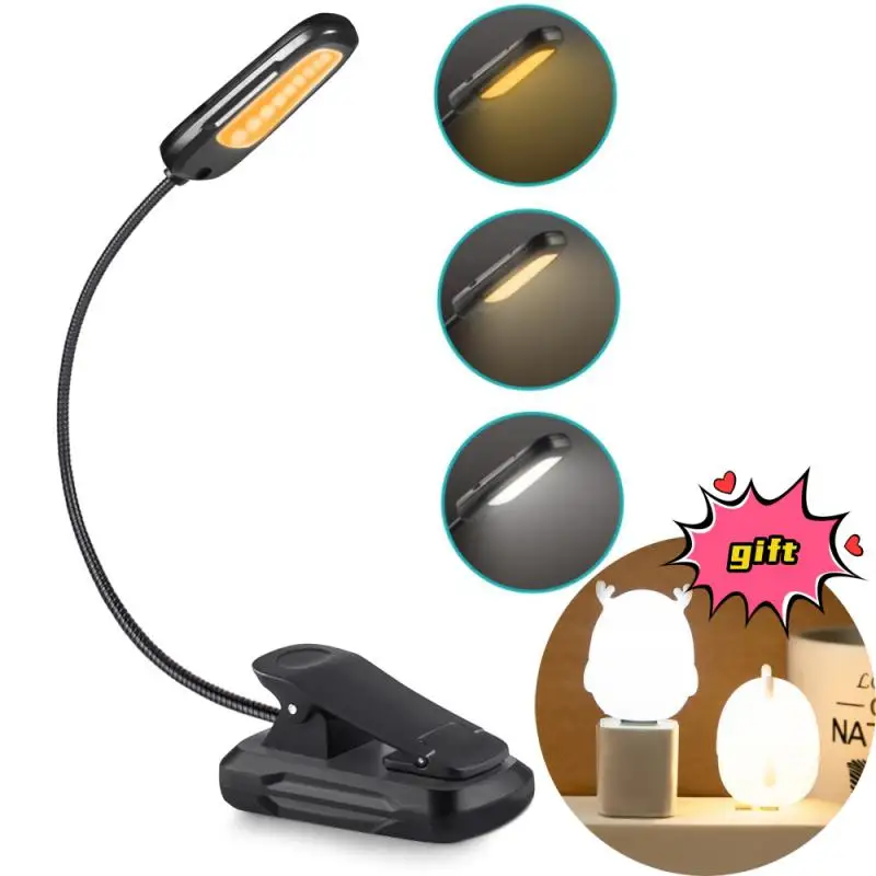 

Clip Book Light Amber Reading Lights For Bed Rechargeable Clip Light For Kids Battery Powered Small LED Lights Night Students