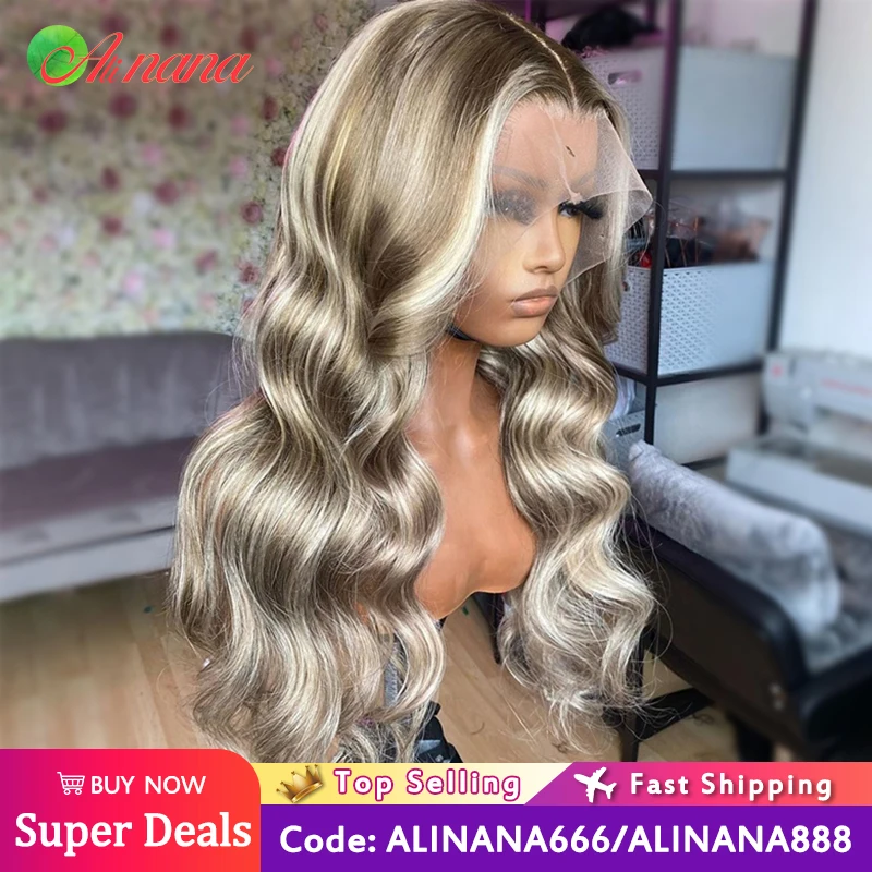 Highlight Grey Blonde Colored X Transparent Lace Frontal Wig Pre