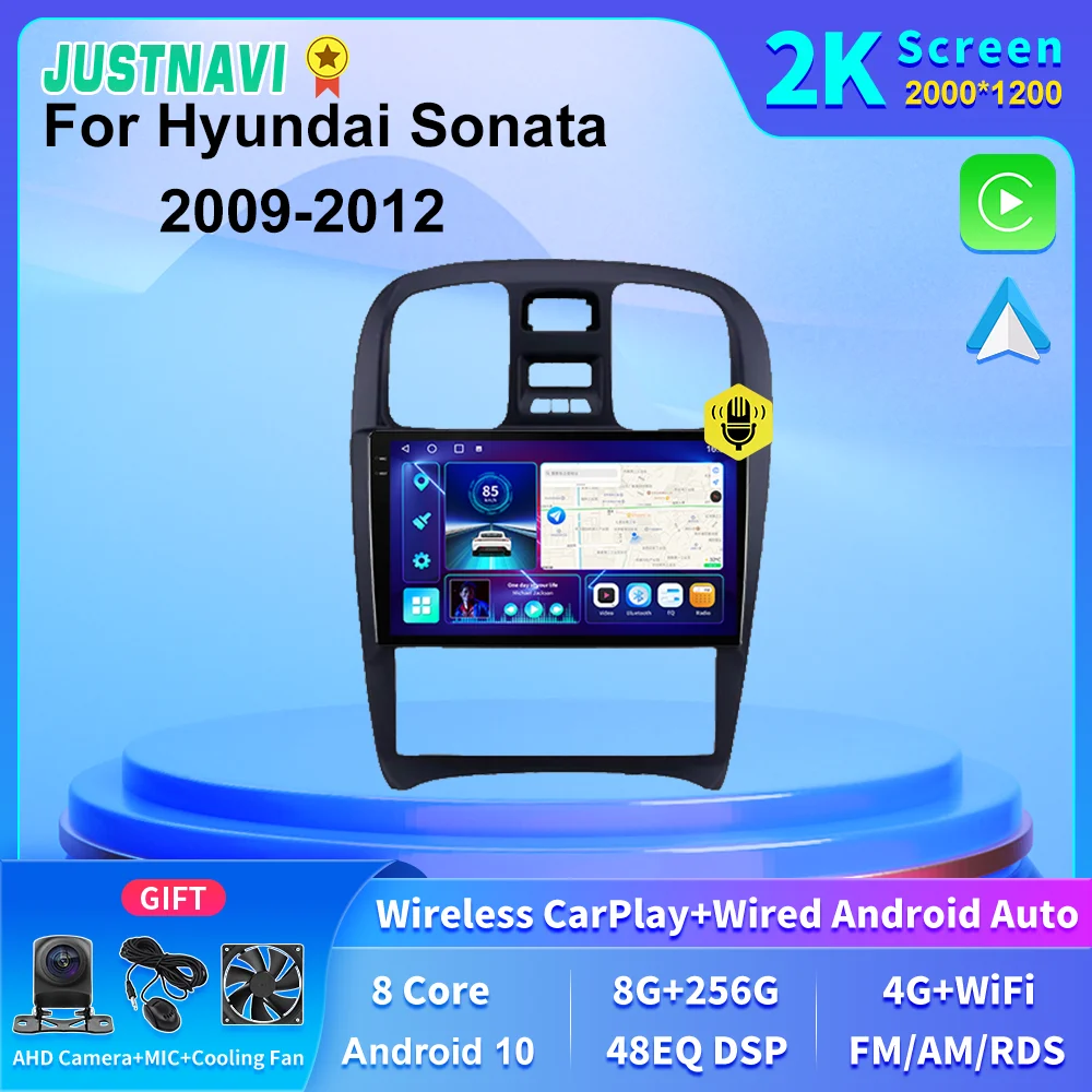 

JUSTNAVI 2K Screen 4G LTE 8+256GB Car Head Unit GPS Navigation Radio For Hyundai Sonata 2009 2010 2011 2012 Carplay SWC DSP RDS