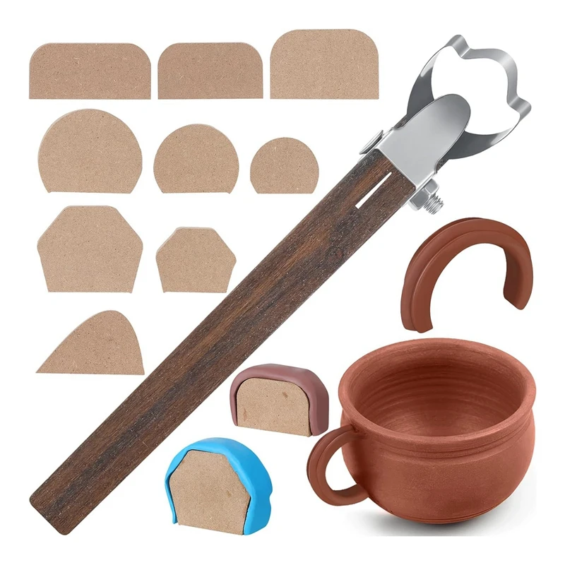 

Инструмент для изготовления керамических ручек с 9 шт. ручками для кружки, регулируемые инструменты для глины и керамики, керамические инструменты, простая в использовании Керамическая отделка