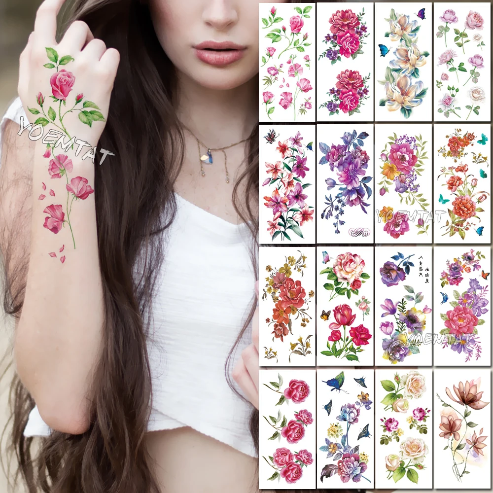 Realistic Waterproof Temporary Tattoo Sticker Pink Rose Peony Hand Bride Tatoo Body Art Colored Flowers Sexy Women Fake Tattoo
Realistic Waterproof Temporary Tattoo Sticker Pink Rose Peony Hand Bride Tatoo Body Art Colored Flowers Sexy Women Fake Tattoo
