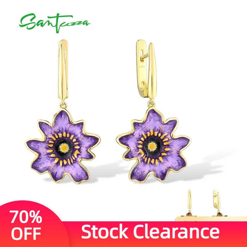 SANTUZZA Genuine 925 Sterling Silver Drop Earrings For Women Elegant Purple Brown Flowers Handmade Enamel Trendy Fine Jewelry
SANTUZZA Genuine 925 Sterling Silver Drop Earrings For Women Elegant Purple Brown Flowers Handmade Enamel Trendy Fine Jewelry