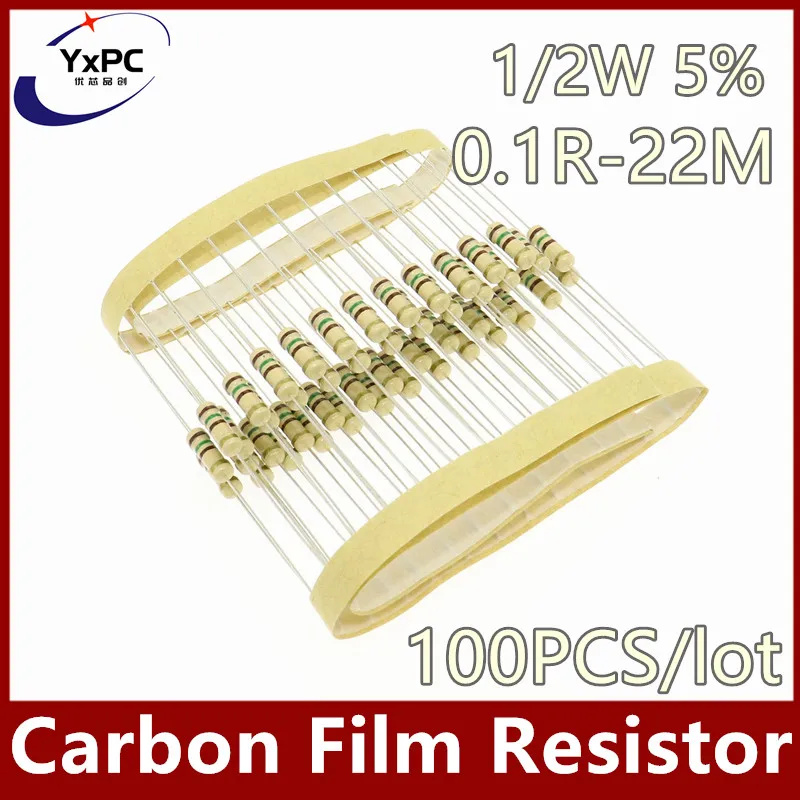 100pcs 1/2W Carbon Film Resistor 5% 0.5W 0.1R~22M 1R 4.7R 5.1R 22R 47R 100R 180R 220R 1K 2.2K 3.3K 47K 1M 2M 6.8M 10M 18M 20M
100pcs 1/2W Carbon Film Resistor 5% 0.5W 0.1R~22M 1R 4.7R 5.1R 22R 47R 100R 180R 220R 1K 2.2K 3.3K 47K 1M 2M 6.8M 10M 18M 20M