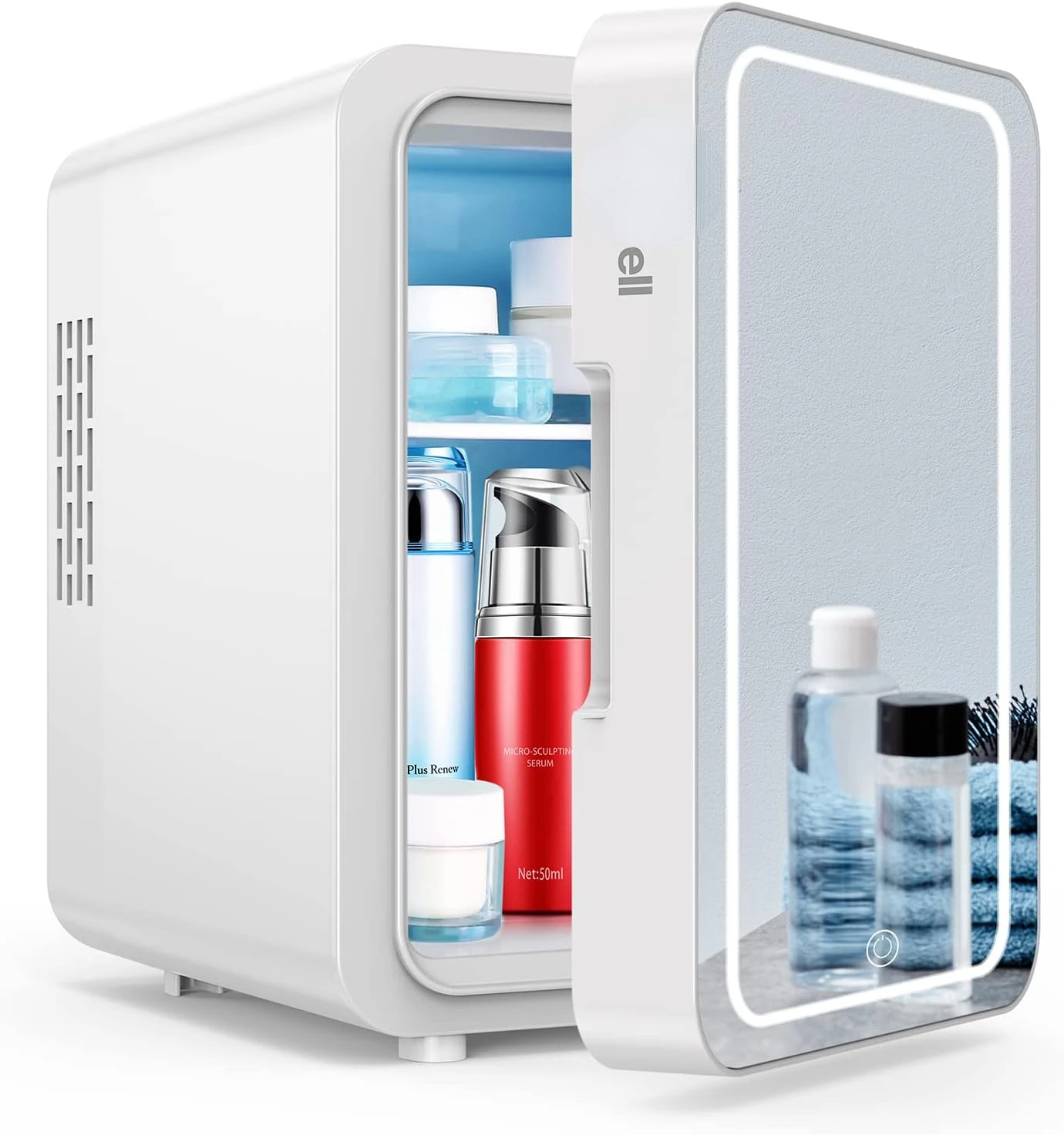 WRE110 Mini Bedroom, 4L/6 Can Skincare Fridge with LED Mirror, AC/DC 12V Small Refrigerator for Skin Care Cosmetic Makeup Beauty
WRE110 Mini Bedroom, 4L/6 Can Skincare Fridge with LED Mirror, AC/DC 12V Small Refrigerator for Skin Care Cosmetic Makeup Beauty