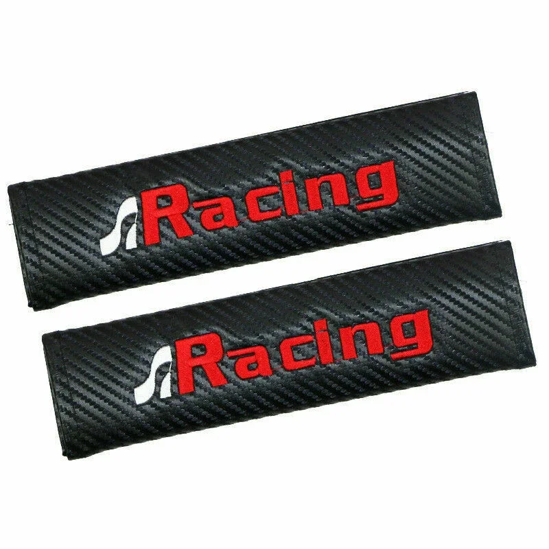 

2pcs jdm Carbon Fiber Look Seat Belt Cover Soft seatbelt Harness Pads Embroidery Shoulder Pad