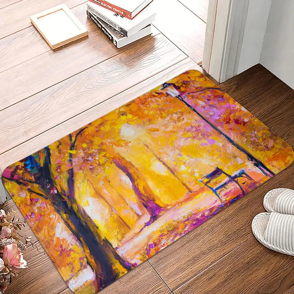 

Oil Painting Forest Scenery Rug Natural Landscape Carpet Autumn Trees Floor Mat Home Bedroom Kitchen Bathroom Non-slip Doormat