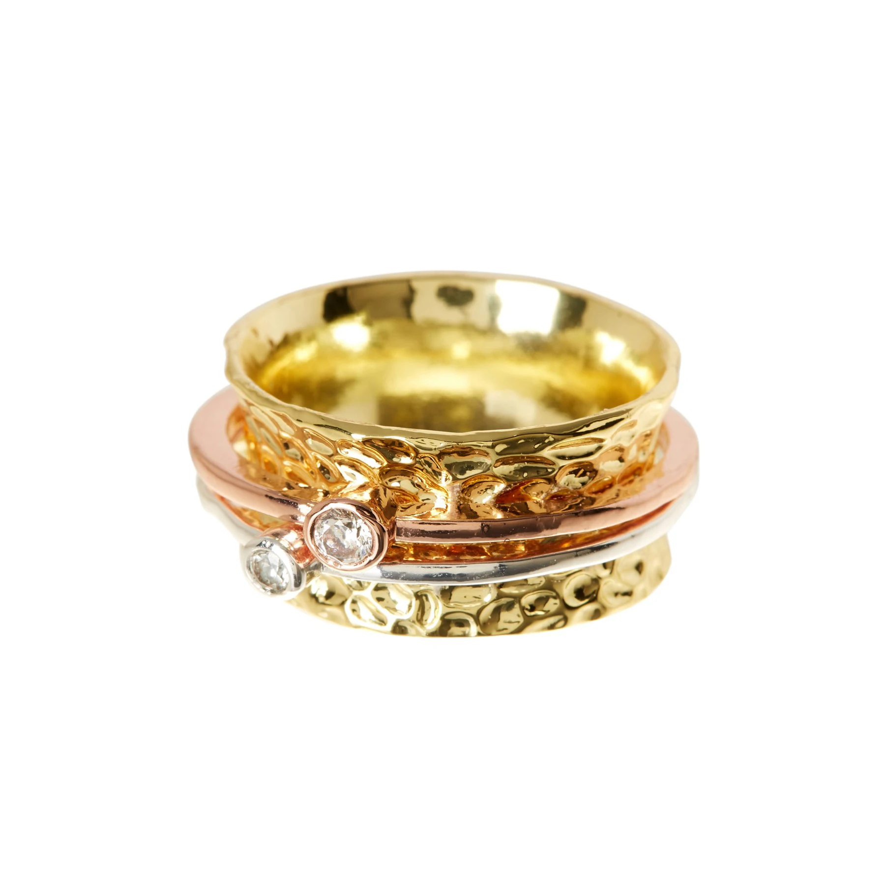 

Handmade CZ Tri Tone Kasey Spinner Ring Fashion Spinner Ring for Women