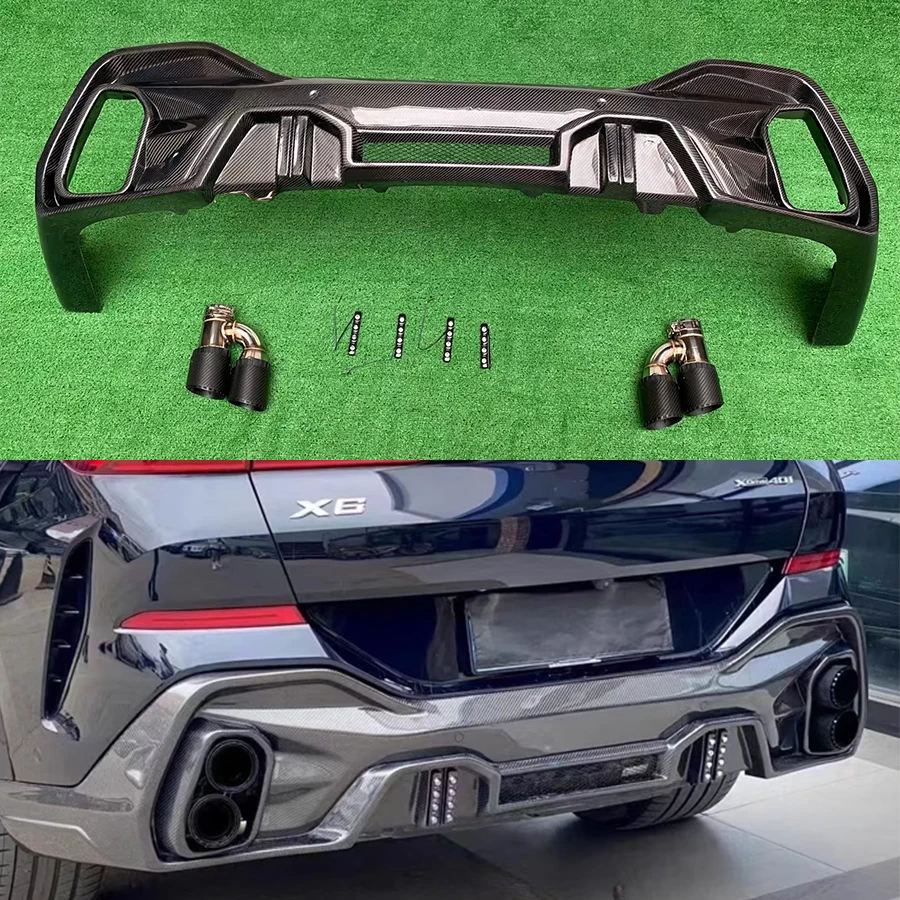 

For BMW X6 G06 2019+ Carbon Fiber Car Rear Bumper Diffuser Rear Splitters Spoiler Back lip shunt L Style Upgrade body kit