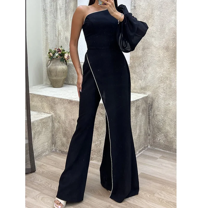 High Street Jumpsuits For Women One Shoulder Patchwork Slim Wide Leg Jumpsuit Outfits
High Street Jumpsuits For Women One Shoulder Patchwork Slim Wide Leg Jumpsuit Outfits