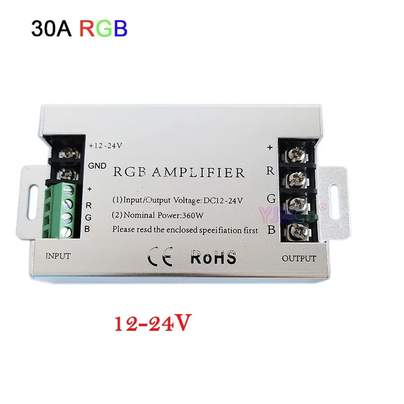 

Iron/Aluminum shell 360W RGB LED strip Amplifier 5V 12V 24V DC Signal Repeater Light Tape Controller