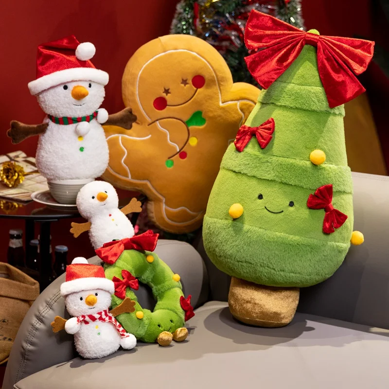 

Santa Claus Plush Toy Stuffed Animal Soft Cute Christmas Tree Wreath Snowman Pillow Doll Toys For Children Girls Christmas Gift
