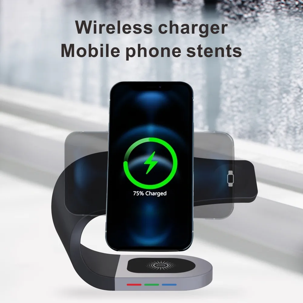 3 в 1 15 Вт быстрая Беспроводная зарядная подставка для iPhone Apple Watch Airpods Pro светодиодный дисплей Многофункциональный беспроводной зарядный кронштейн 
3 в 1 15 Вт быстрая Беспроводная зарядная подставка для iPhone Apple Watch Airpods Pro светодиодный дисплей Многофункциональный беспроводной зарядный кронштейн