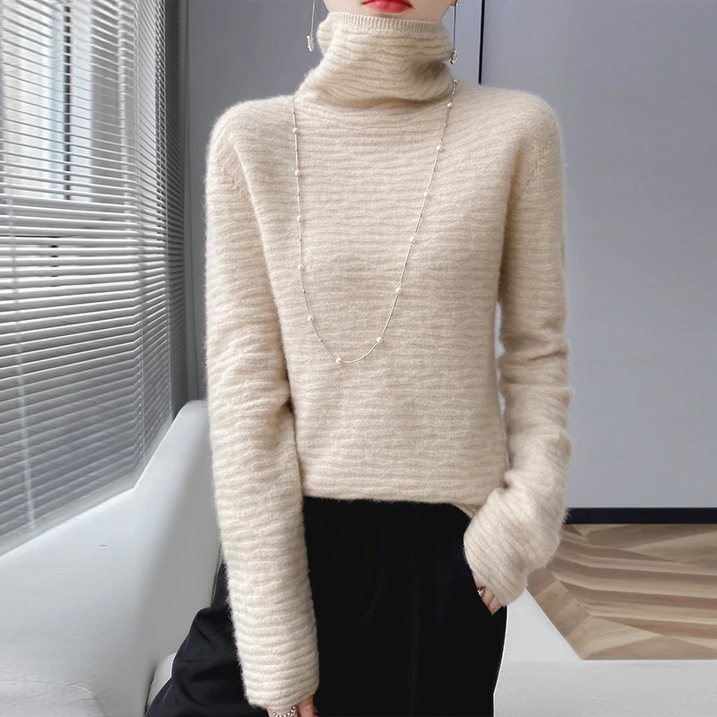 Fall/winter women's 100% merino sweater turtleneck pullover loose knit bottoming shirt long sleeve padded cashmere top
Fall/winter women's 100% merino sweater turtleneck pullover loose knit bottoming shirt long sleeve padded cashmere top