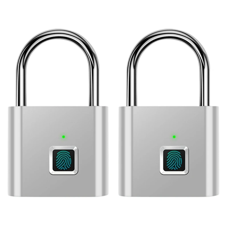 

2X Fingerprint Padlock,Portable Anti-Theft USB Charging Fingerprint Lock For Lockers, Suitcases, Backpacks Etc