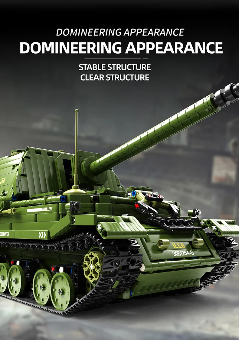 2436PCS Ferdinand Tank Building Blocks WW2 Classic Heavy Elephant Tank Model Bricks Collection Display Kid DIY Toy Birthday Gift 2436PCS Ferdinand Tank Building Blocks WW2 Classic Heavy Elephant Tank Model Bricks Collection Display Kid DIY Toy Birthday Gift