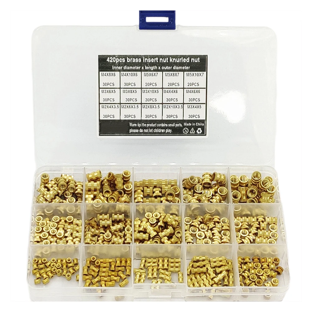 Effective Connection and Compact Packaging 420PCS Brass Knurled Nuts for Injection Molding and Hardware Springs
Effective Connection and Compact Packaging 420PCS Brass Knurled Nuts for Injection Molding and Hardware Springs