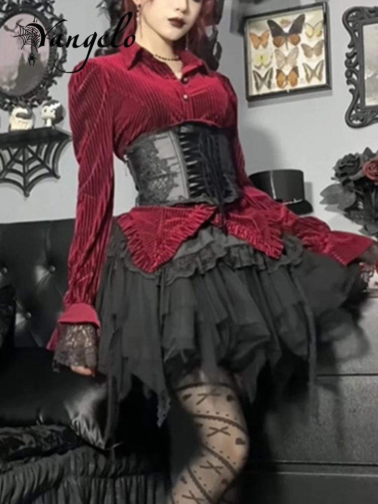 Красная Вельветовая рубашка Yangelo, волшебная рубашка в готическую полоску, лацканы, рубашка с длинным рукавом, кружевная рубашка в стиле панк Харадзюку
Красная Вельветовая рубашка Yangelo, волшебная рубашка в готическую полоску, лацканы, рубашка с длинным рукавом, кружевная рубашка в стиле панк Харадзюку