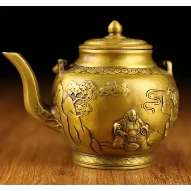 

Pure Copper creative Brass Antique Copper Kettle Ornaments Dragon and Phoenix Kettle Teapot Wine Kettle Decor