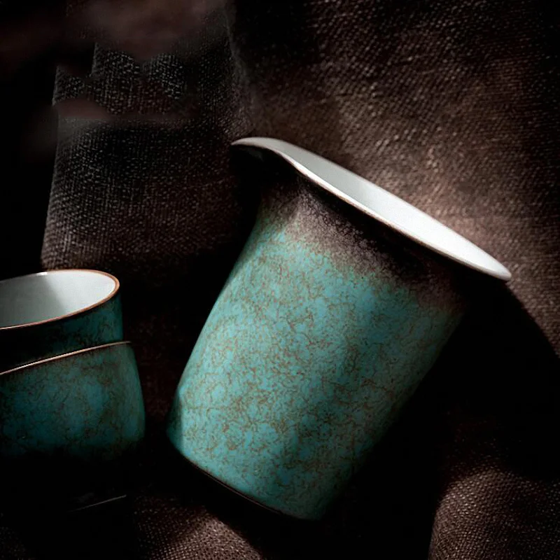 

PINNY 165ML Ceramic Turquoise Glaze Cha Hai Vintage Heat Resistant Tea Service Chinese Kung Fu Tea Drinkware