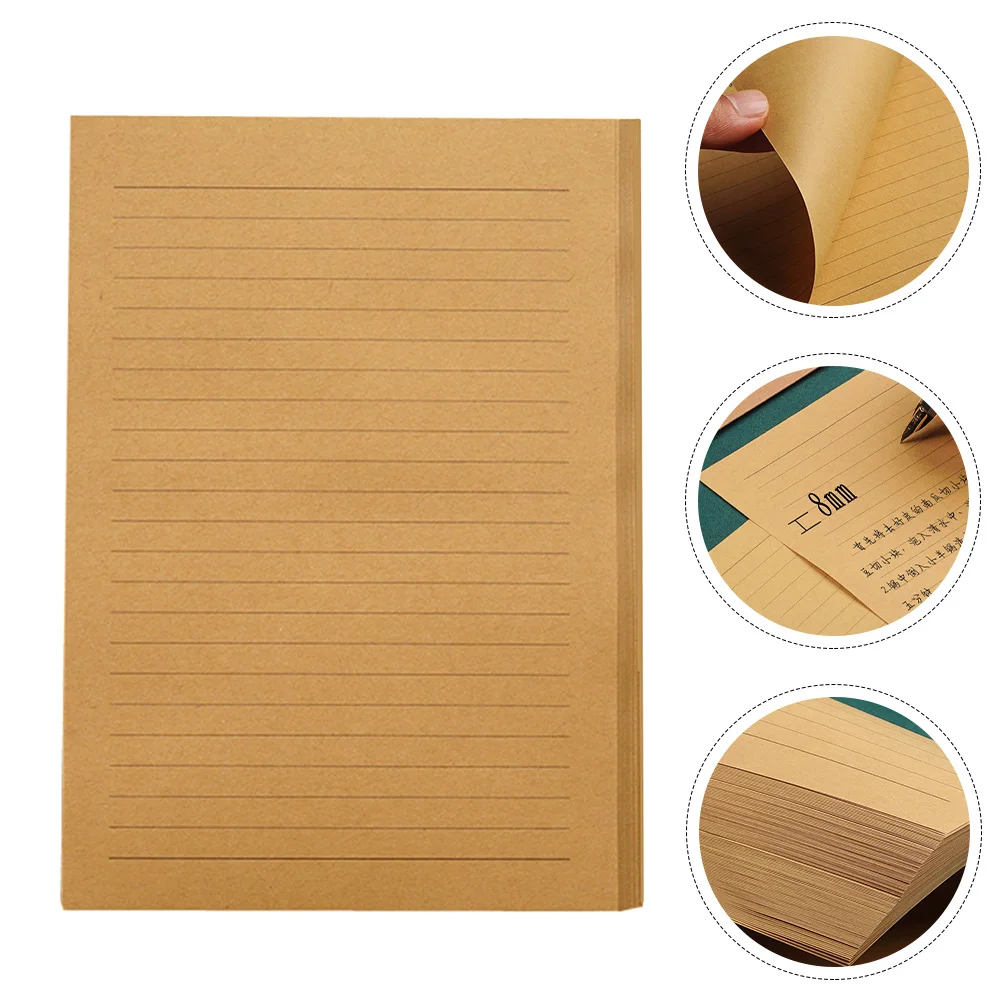 

100 Sheets Stationery Kraft Paper A5 Letter Student Writing Vintage Envelopes Papers