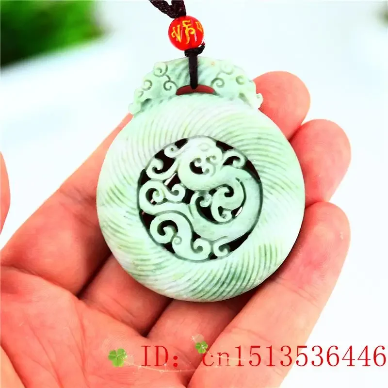 

Jade Phoenix Pendant Necklace Gifts Chinese Green Natural Charm Jewelry Double-sided Amulet for Fashion Women Men Carved