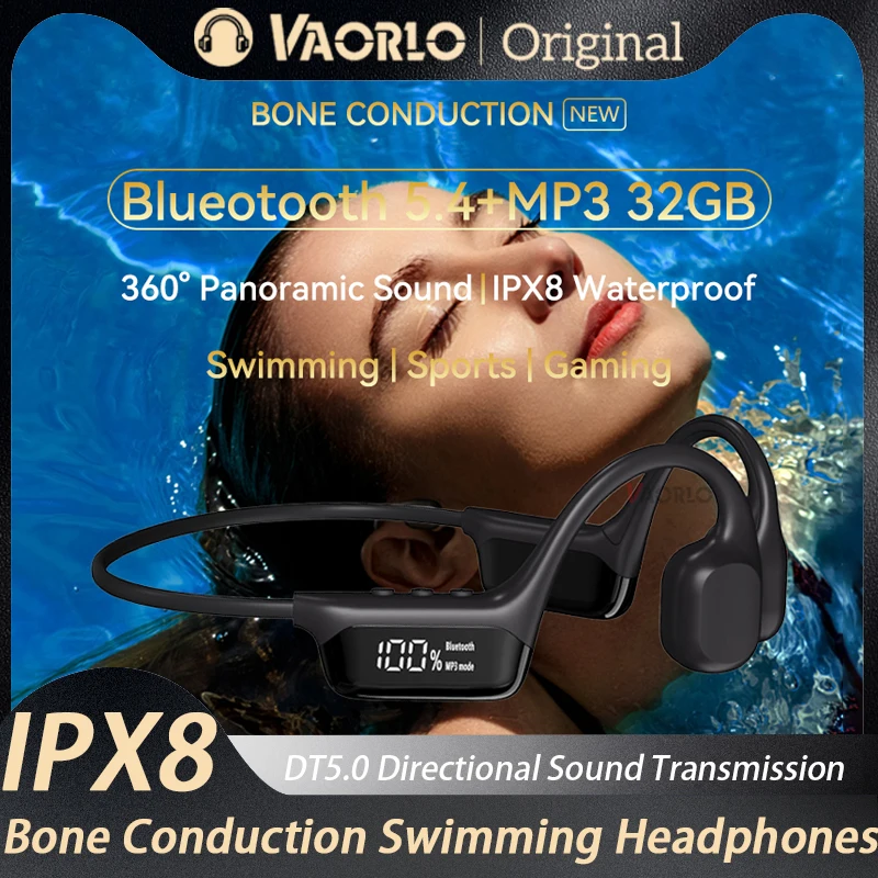 

Real Bone Conduction Headphones Bluetooth Wireless Earphones Waterproof Sports Headset with Mic for Workouts Running Swimming