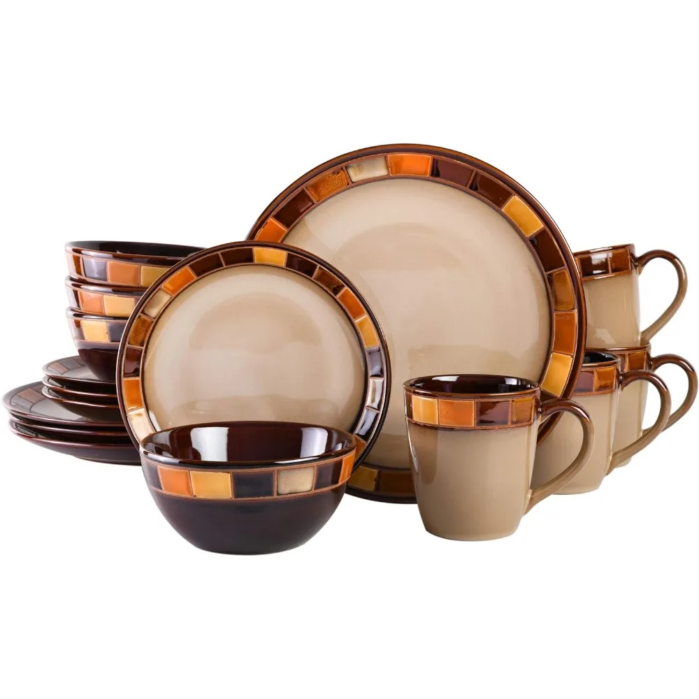 16-piece Dinnerware Set Service for 4 Free Shipping Porcelain Dishes Beige and Brown Tableware Ceramic Plates Dinner Set Sets
16-piece Dinnerware Set Service for 4 Free Shipping Porcelain Dishes Beige and Brown Tableware Ceramic Plates Dinner Set Sets