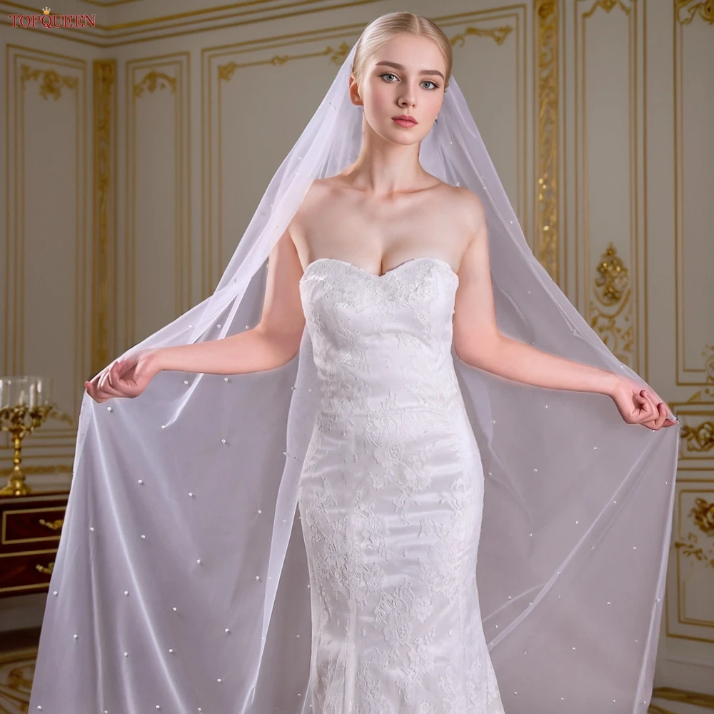TOPQUEEN Bridal Elegant Pearl Veil White Cathedral Single Layer Veil Wedding Bridal Accessories V10 With Comb Customizable
TOPQUEEN Bridal Elegant Pearl Veil White Cathedral Single Layer Veil Wedding Bridal Accessories V10 With Comb Customizable