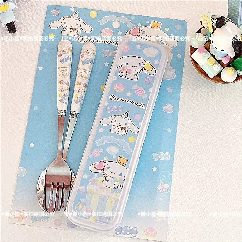 Cinnamoroll My Melody Anime Sanrio Kawaii Portable Tableware Cute Kuromi Cartoon Spoon Fork Stainless Steel Set Gifts for Kids
Cinnamoroll My Melody Anime Sanrio Kawaii Portable Tableware Cute Kuromi Cartoon Spoon Fork Stainless Steel Set Gifts for Kids