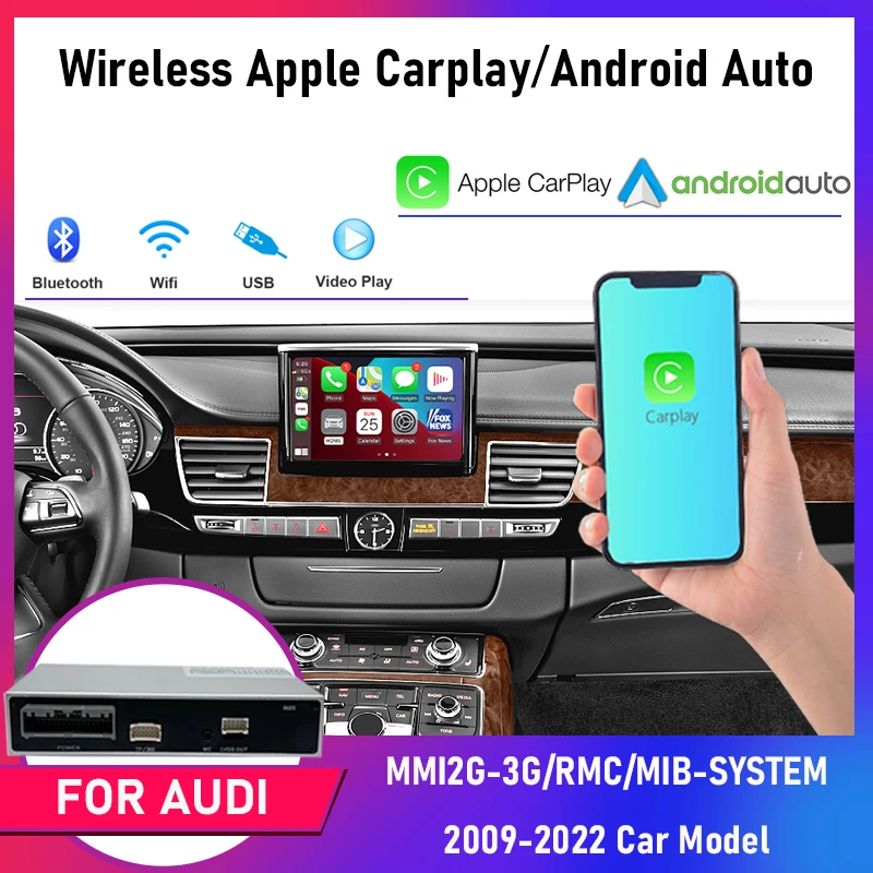 

Car Ai Box Wireless Apple CarPlay for Audi A1 A3 A4 A5 A6 A7 A8 Q2 Q3 Q5 Q7 MMI RMC MIB Android Auto Mirror Reverse Camera