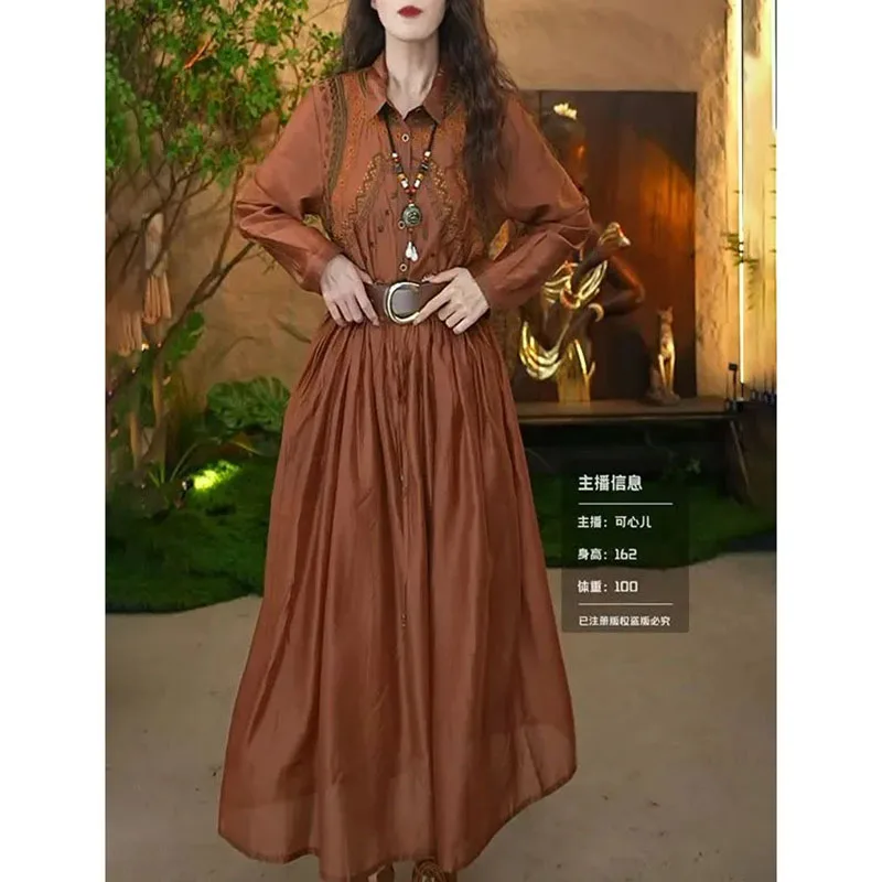 2024 Women's Spring New Dresses Long Sleeve Lapel Fashion Embroidered Party Dress Y2k Elegant Retro Oversize Long Dress Female
2024 Women's Spring New Dresses Long Sleeve Lapel Fashion Embroidered Party Dress Y2k Elegant Retro Oversize Long Dress Female
