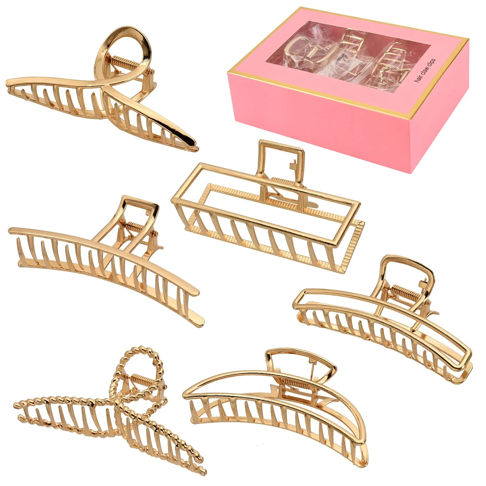 6 Pack Large Metal Hair Claw Clips - 4 Inch Big gold hair clips,Perfect Jaw hair clamps for Women and Thinner,Thick hair styling
6 Pack Large Metal Hair Claw Clips - 4 Inch Big gold hair clips,Perfect Jaw hair clamps for Women and Thinner,Thick hair styling