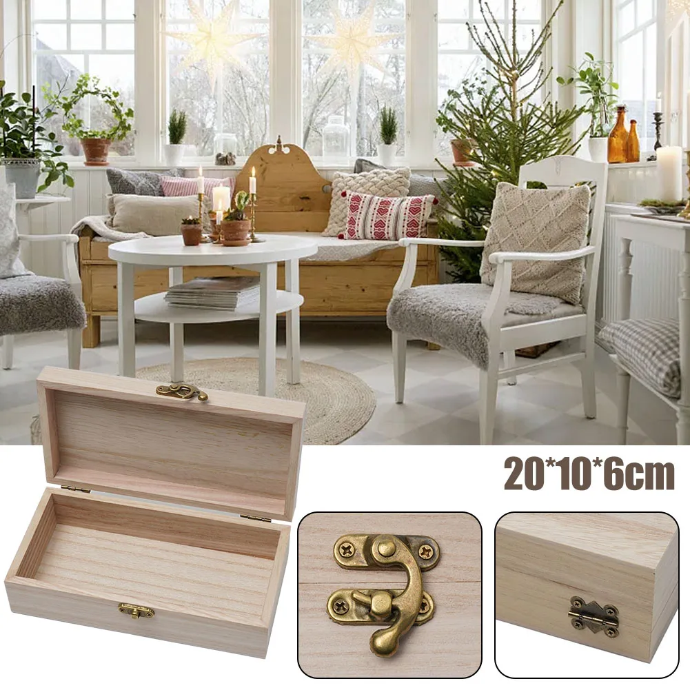 

1Pcs Retro Jewelry Box Gift Box Desktop Natural Wood Clamshell Storage Decoration Wooden Storage Box For Home Supply Storage