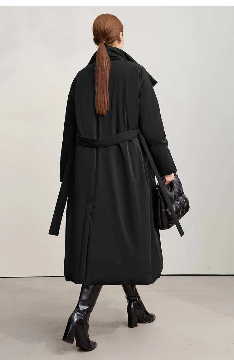 Amii Down Coats 2025 Winter New Solid Color Loose Long Women's Outerwear With Belt High Neck Thicken Warm Down Jacket 12544184 Amii Down Coats 2025 Winter New Solid Color Loose Long Women's Outerwear With Belt High Neck Thicken Warm Down Jacket 12544184