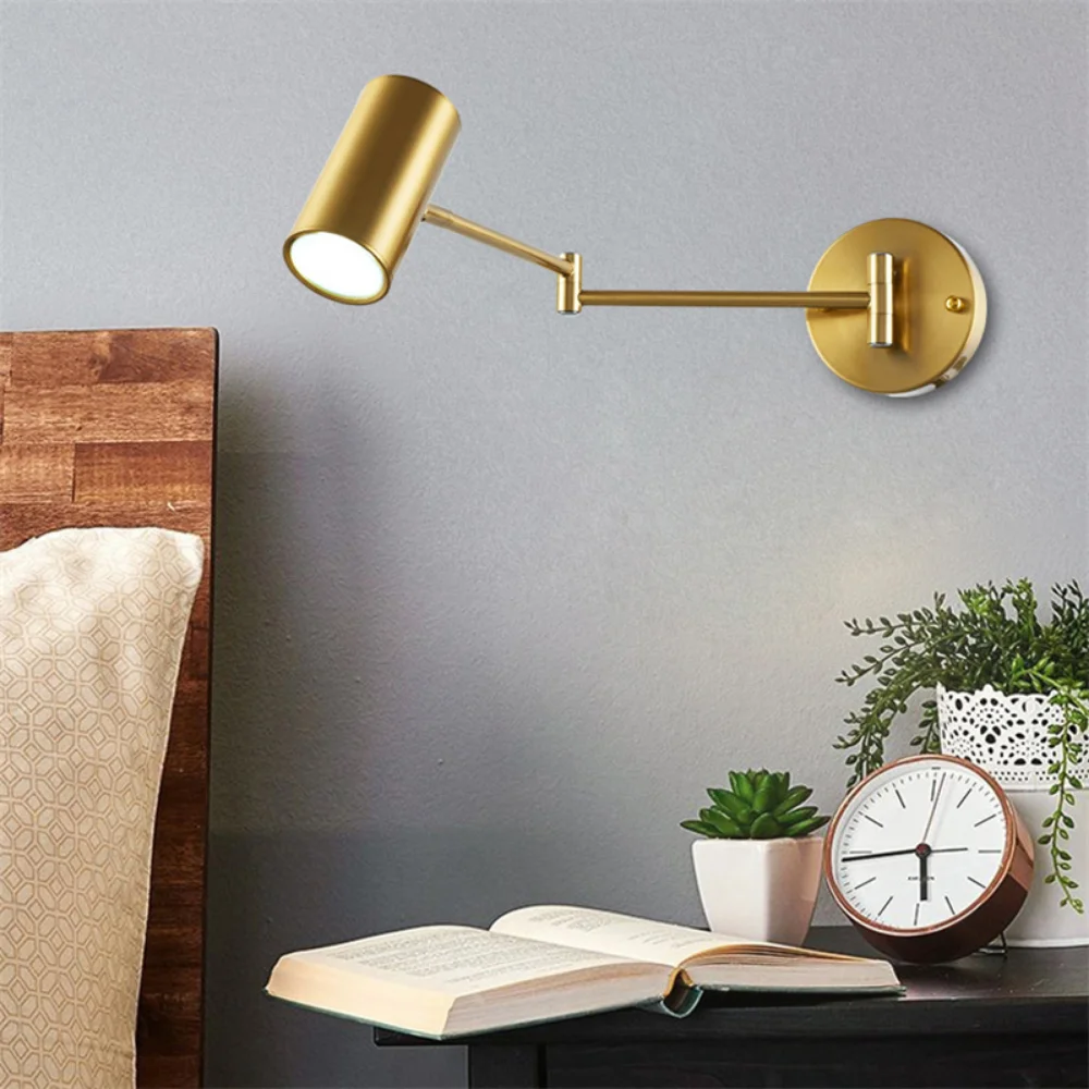

Creative Adjustable Swing Long Arm LED Wall Light Folding Telescopic Wall Lamp with Switch Wall Sconces Home Decor Bedside Light