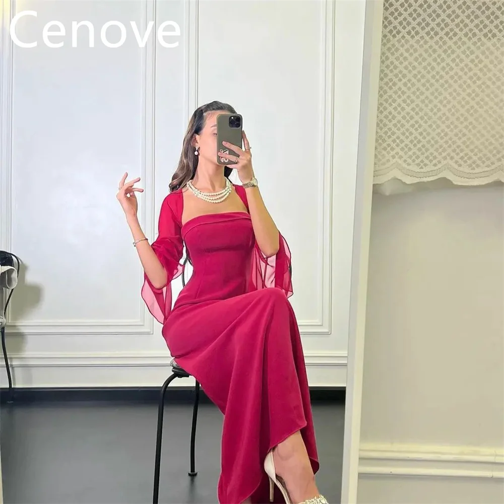 Cenove Red Strapless Prom Dress Ankle Length With Shawl Long Sleeves Evening Summer Party Dress For Women2023
Cenove Red Strapless Prom Dress Ankle Length With Shawl Long Sleeves Evening Summer Party Dress For Women2023