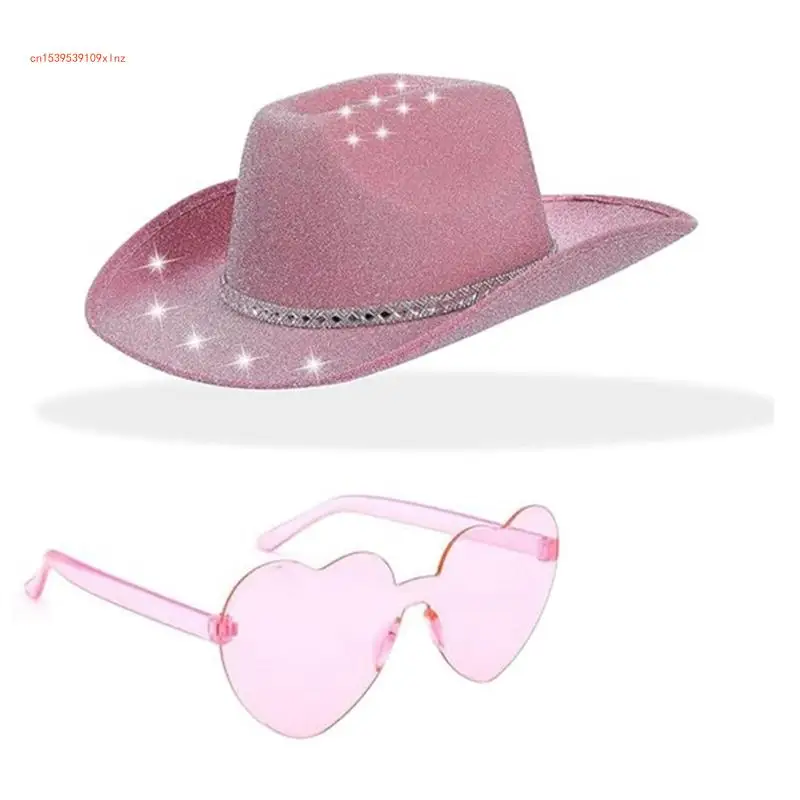 

Отпускная ковбойская шляпа, блестящие солнцезащитные очки в стиле диско для мужчин и женщин, актеров-комиков