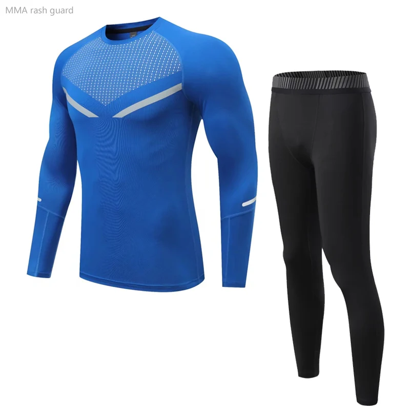 

Men's Winter Second Skin Running 2 in 1 Set Fleece Thermal Underwear Kids Jogging Wear Warm Base Layer Sports Compression Tights