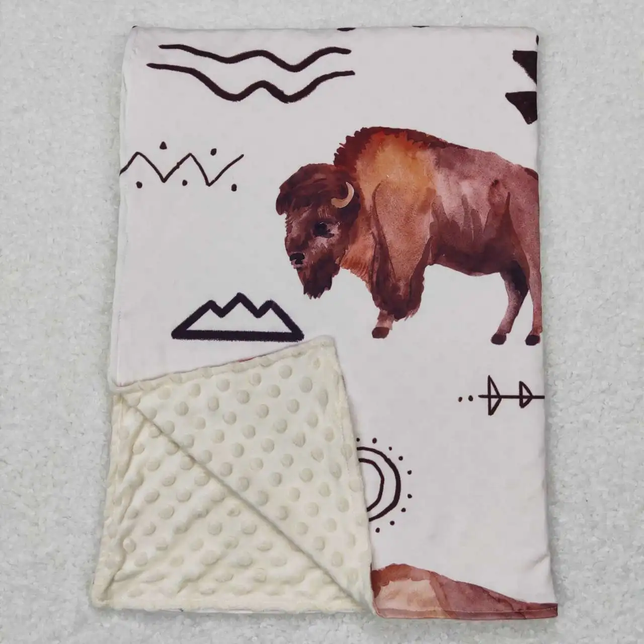 

Wholesale classic children's boys and girls newborn cartoon blanket swaddling soft cow head beige natural quality boutique