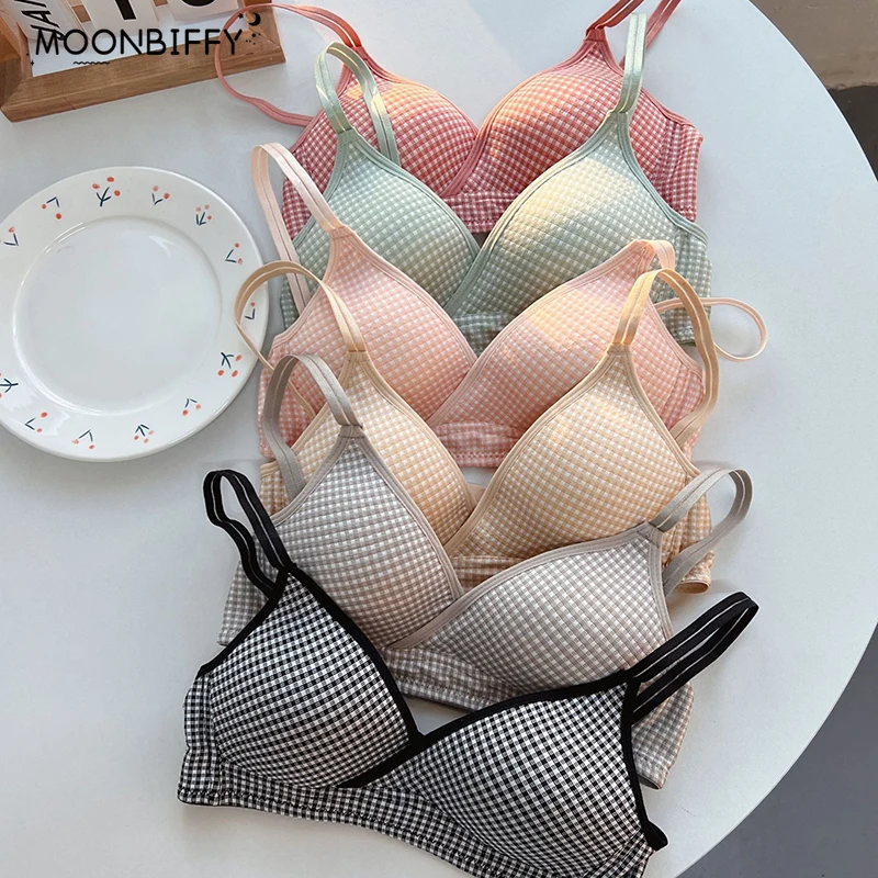 Cotton Bras for Women Seamless Wireless Push Up Top Bra Breathable Plaid Cute Bralette Ladies's Underwear Comfort Lingerie
Cotton Bras for Women Seamless Wireless Push Up Top Bra Breathable Plaid Cute Bralette Ladies's Underwear Comfort Lingerie