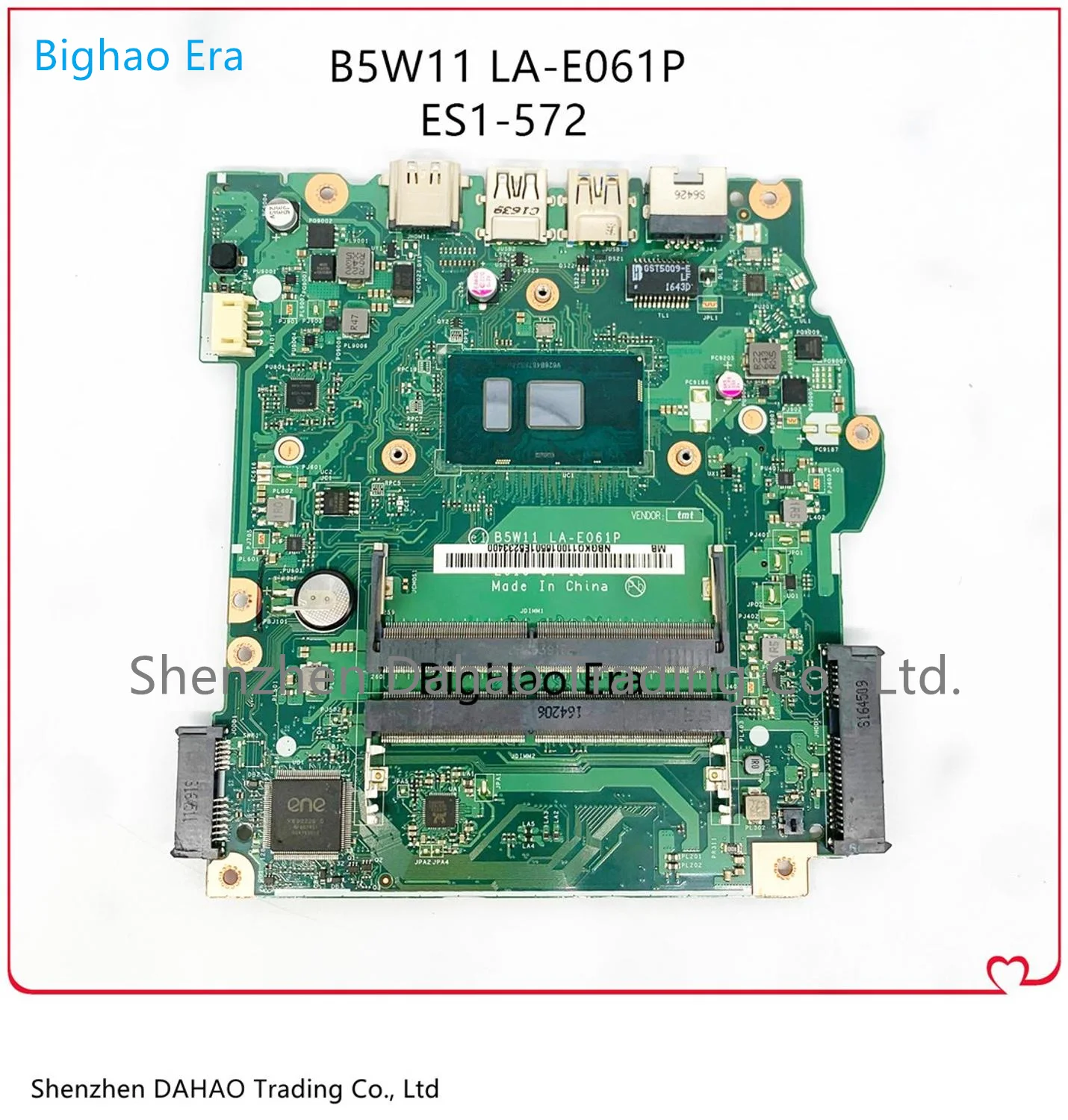 B5W11 LA-E061P NBGKQ11001 Mainboard For Acer aspire ES1-572 laptop motherboard With I3-7100U CPU DDR4 NB.GKQ11.001 100% Tested
B5W11 LA-E061P NBGKQ11001 Mainboard For Acer aspire ES1-572 laptop motherboard With I3-7100U CPU DDR4 NB.GKQ11.001 100% Tested