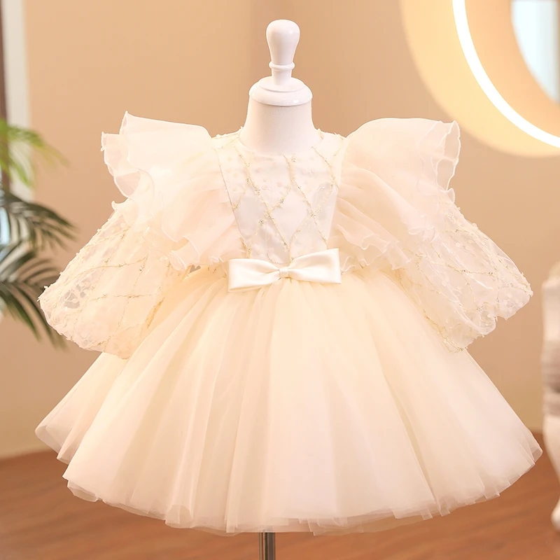 2-10Y Kids Champagne Exquisite Bow Evening Dress Ruffles Puff Sleeve Flower Girl Dresses Children Tulle Formal Prom Gown
2-10Y Kids Champagne Exquisite Bow Evening Dress Ruffles Puff Sleeve Flower Girl Dresses Children Tulle Formal Prom Gown