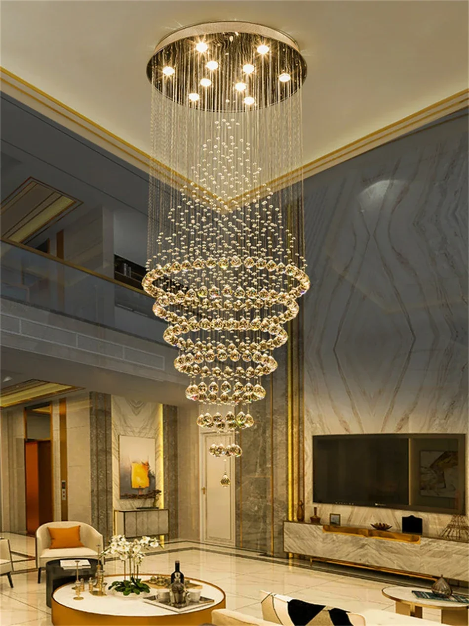 Modern GU10 LED Crystal Chandelier Lamp Stair Light Droplight Villa Double Entry Long Circular Crystal Lighting For Lobby
Modern GU10 LED Crystal Chandelier Lamp Stair Light Droplight Villa Double Entry Long Circular Crystal Lighting For Lobby
