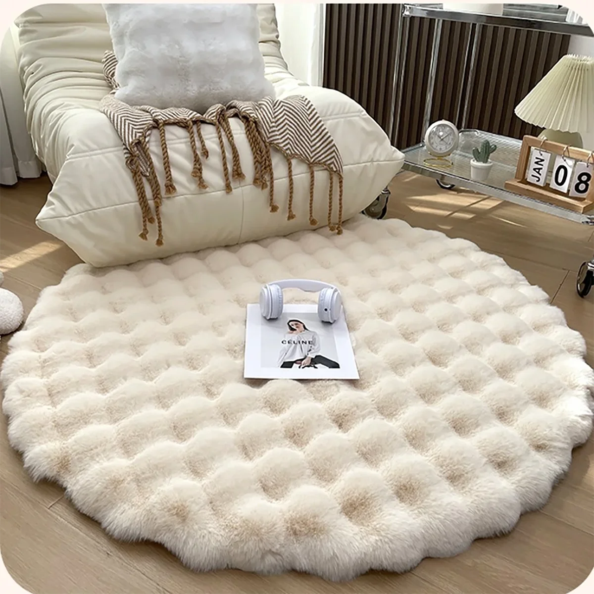 

Nordic Round Carpets for Living Room Plush Floor Mat Soft Area Rugs Bedroom Bedside Fluffy Mat Non Slip Shaggy Rug Room Decor