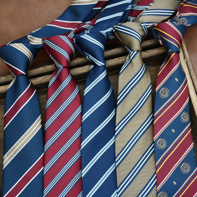 

7CM Width JK Ties For Women Shirt Uniform Neckwear Men's Polyester Striped Necktie Soft Brown Cravate Tuxedo Trendy Accessories